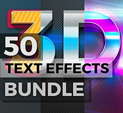 PS图层样式/3D文本模型：50 Text Effects Bundle